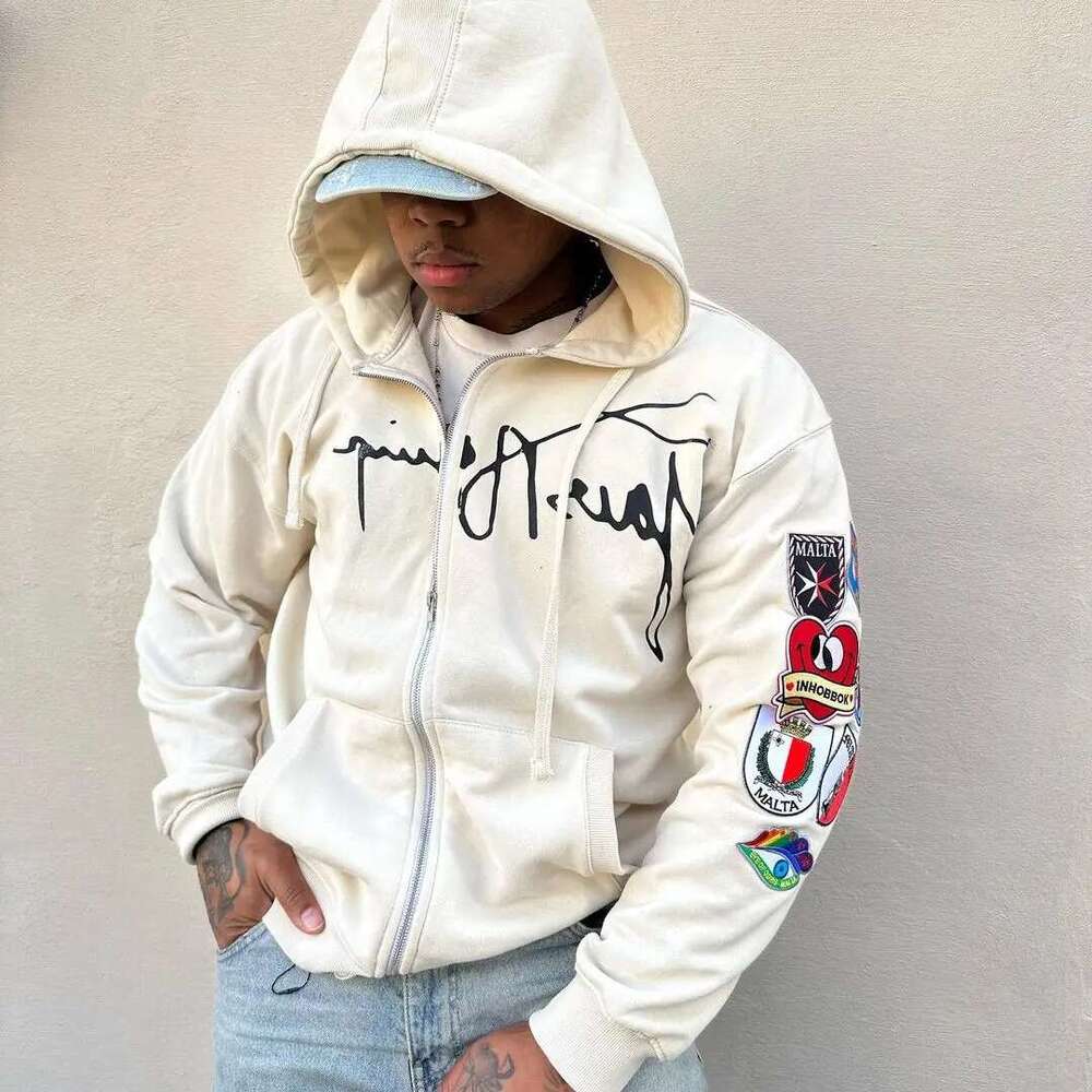 y2k new gothic zipper hoodie multi color pattern design hoodis mens womens street retro haruku hip hop loose sweatshirt