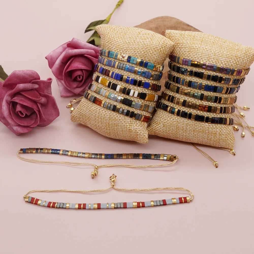 Go2boho New Bohemian Tila Bead Bracelet Handmade Colorful Bead Weaving Adjustable Hot Jewelry Christmas Gift for Friends W240913