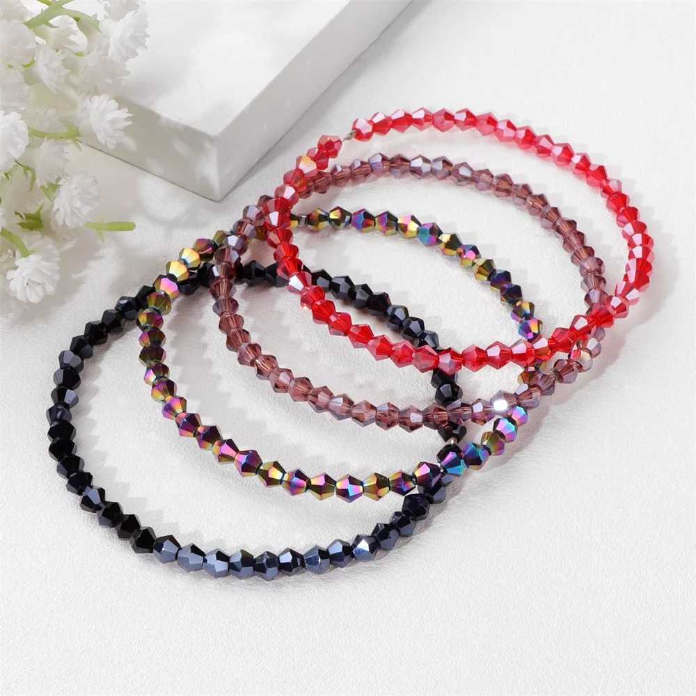 Fashion 4pcs Colorful Crystal Bracelet for Mens Facial Austrian Crystal Bead Bracelet Set Handmade Shining Jewelry for Women W240913