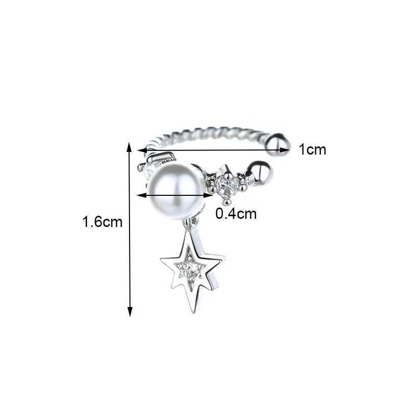 2024 No Pierced Ear Cuff Earrings silver Color Star Sparkling Pearl Clip Earrings for Women Ear Bone Fake Cartilage JewelryX240913