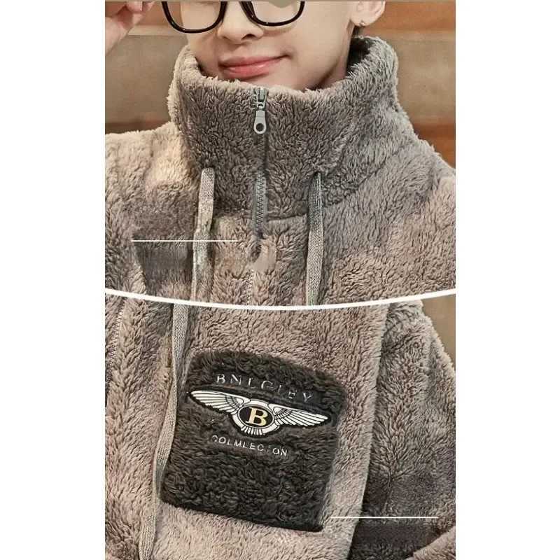 Thickened Pajamas Young Coral Sleepwear Students Zipper Suit Loungewear 2023 New Velvet Loose Men Winter Homewear Autumn Y240913