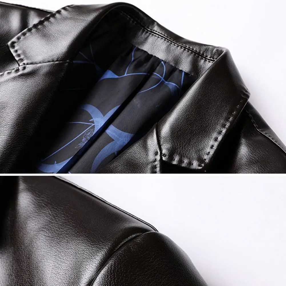 Mens Leather Suit Jacket Button Cuffs Lapel PU Jackets Spring Autumn Men Jacket Fake Leather Men Coat Mens ClothingX240913