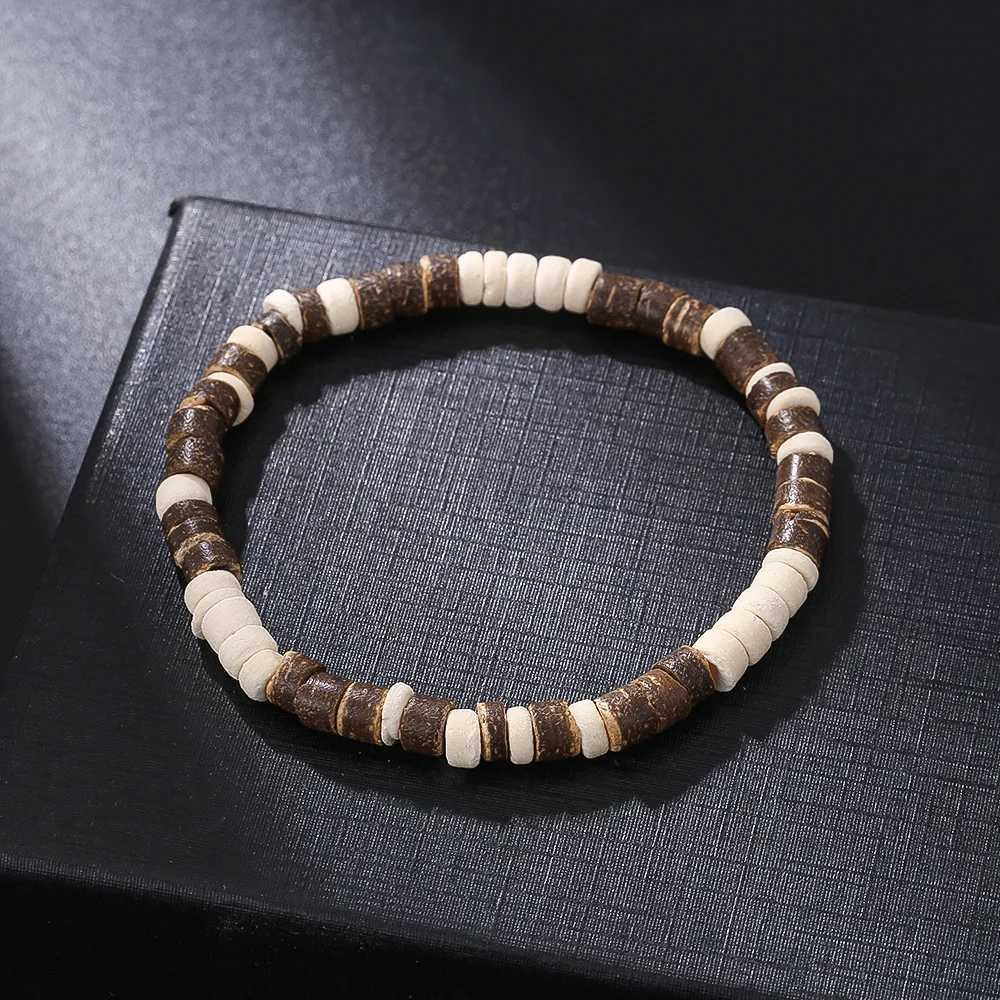 Coconut wood bead bracelet Eistic turquoise bead bracelet handmade stacked wooden elastic bracelet for men and women W240913