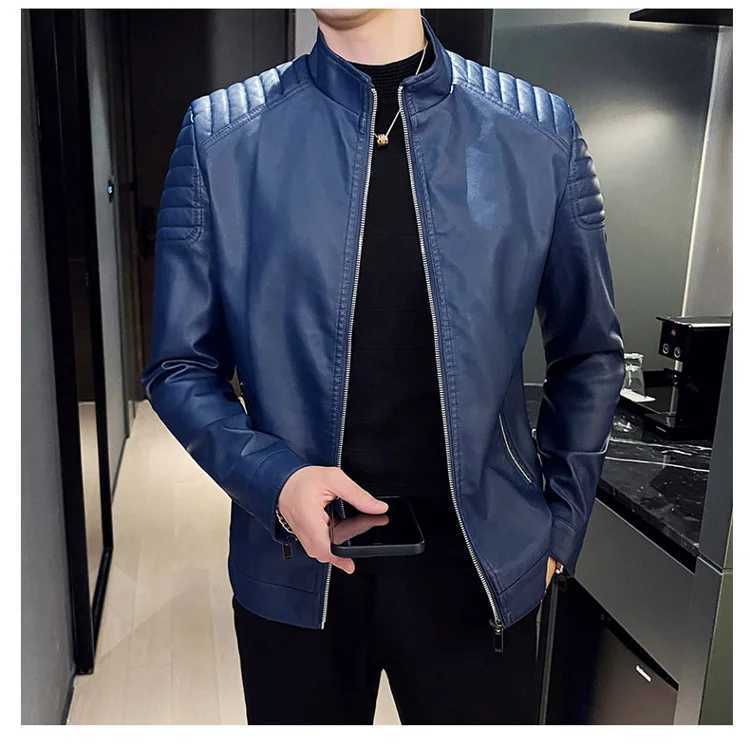 Leather Jackets Autumn Mens New Trend Motorcycle PU Jacket Biker Leather Coats Male Fshion Casual street Clothing Top EU SizeX240913