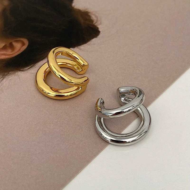 PONYKISS 925 Sterling Silver Double Layered Round Clip Earrings for Women Trendy Fine Jewelry Minimalist No Ear Hole AccessoriesX240913