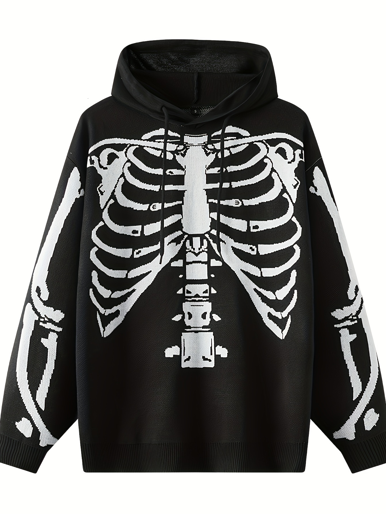 Men's Trendy Skull Print Hoodie - Soft, Cozy Streetwear with Relaxed Fit & Long Sleeves for Fall/Winter | Halloween & Hip-Hop Inspired