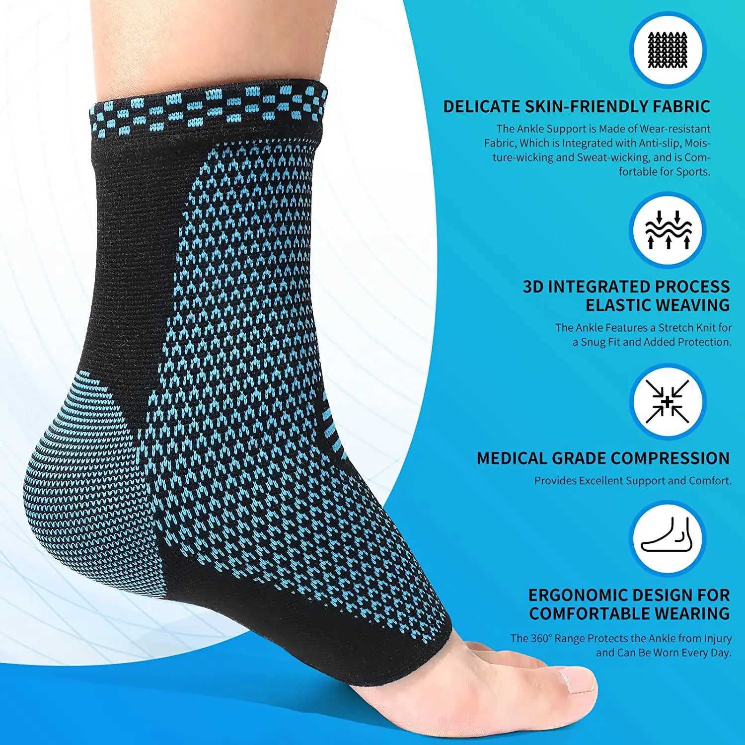 1Pair Sports Ankle support brace Compression Sleeve Plantar Fasciitis Sock for Achilles Tendonitis Joint Pain Swelling Heel Spur Y240913