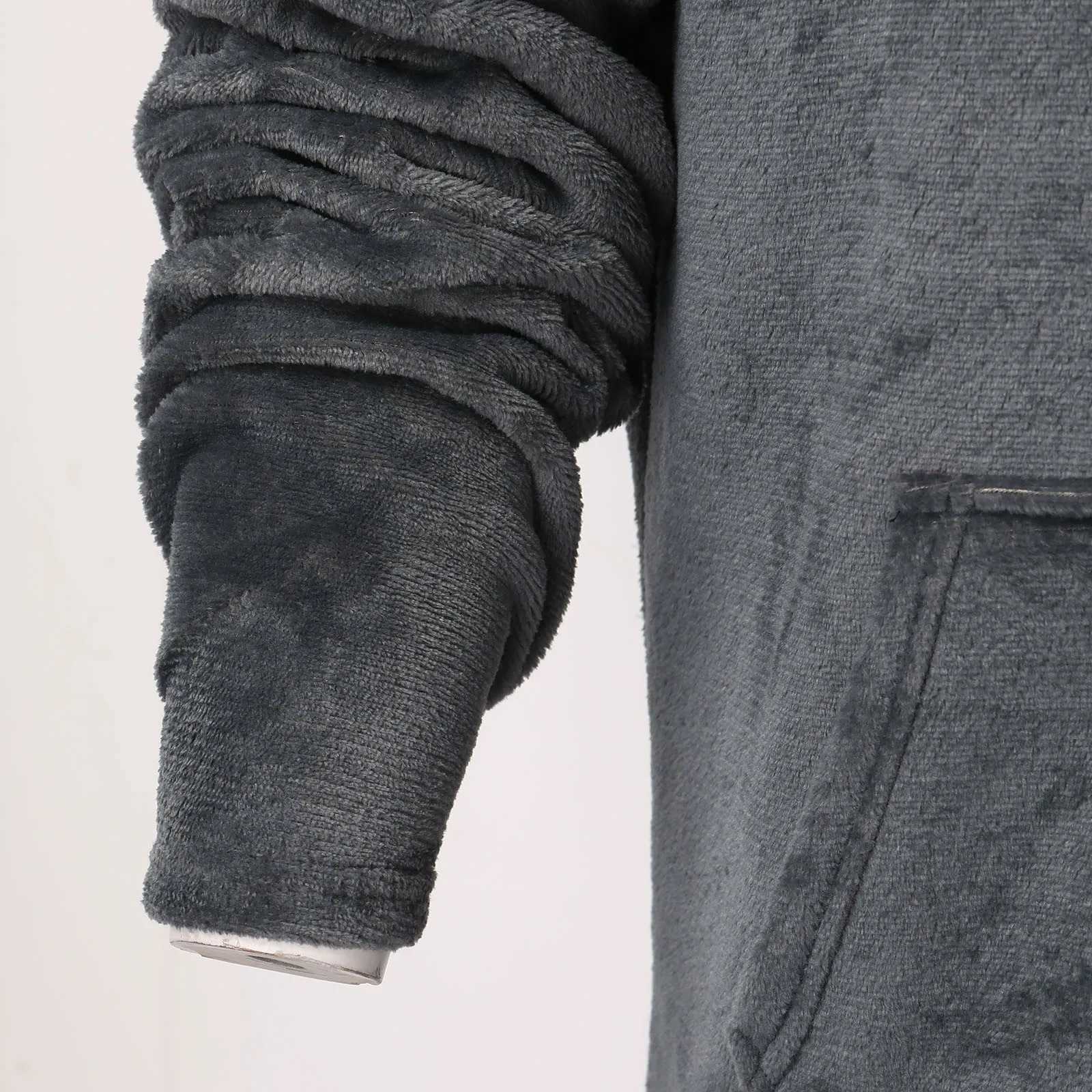 Mens Four Seasons Fashion Leisure Soft Home Solid Color Shirt Pants Pajama Set Home Service Two Piece Set Long Fleece Warm Y240913