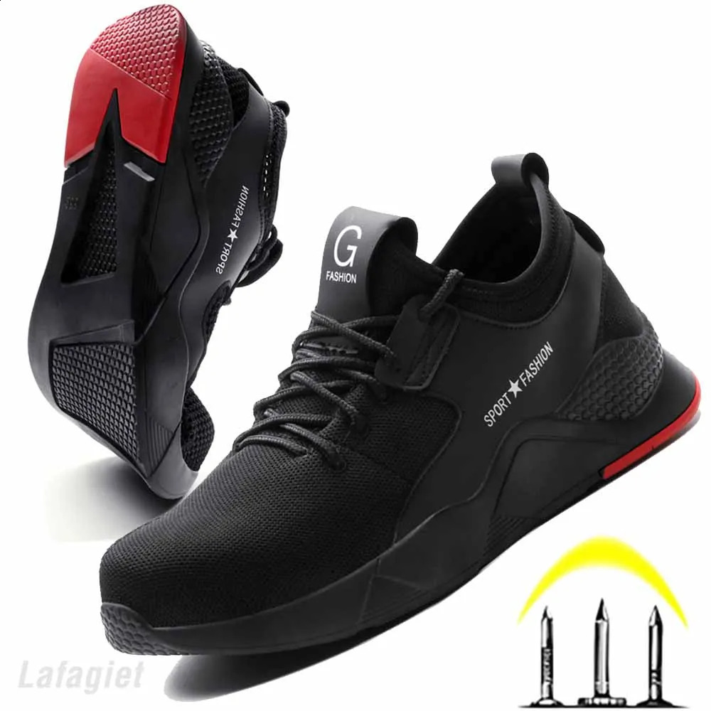 Mens Safety Men Sneakers Breathable Anti-smashing Lightweight Work Boots Indestructible Shoes With Steel Toe 240904