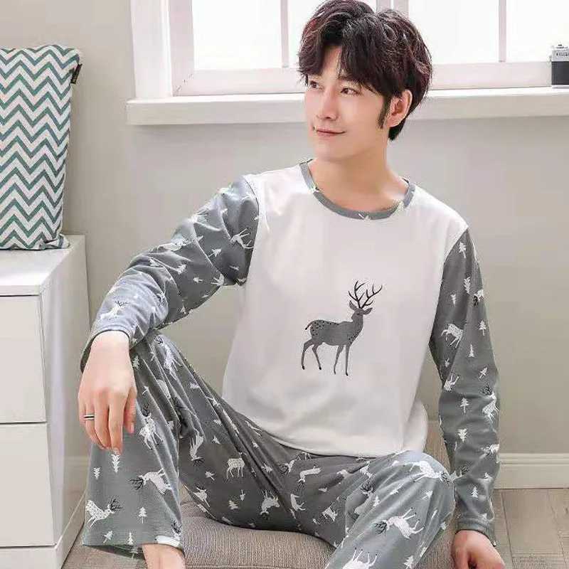 2024 New 2 Piece Mens Pajama Sets Home Rest Soft Long Sleeve Homewear Sets Party Pajamas Mens Casual Homewear Y240913