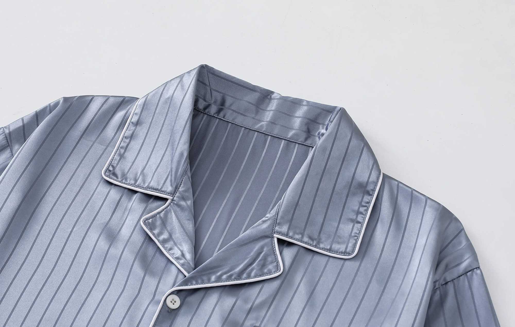 Summer new mens cool ice silk jacquard pajama two-piece set Y240913