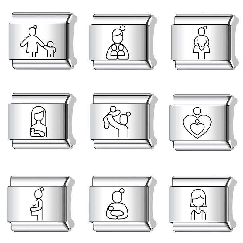 2024 New Women's Gift Classic pattern Italian Charms Links Beads Fit 9Mm Stainless Steel Bracelet DIY Making Jewelry