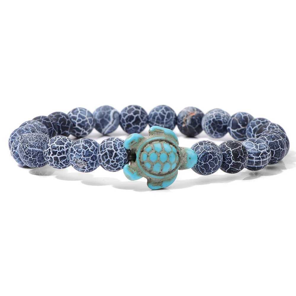 Kirykle 2024 hot selling natural stone powder crystal womens bracelet beach turquoise turtle simple couple jewelry W240913