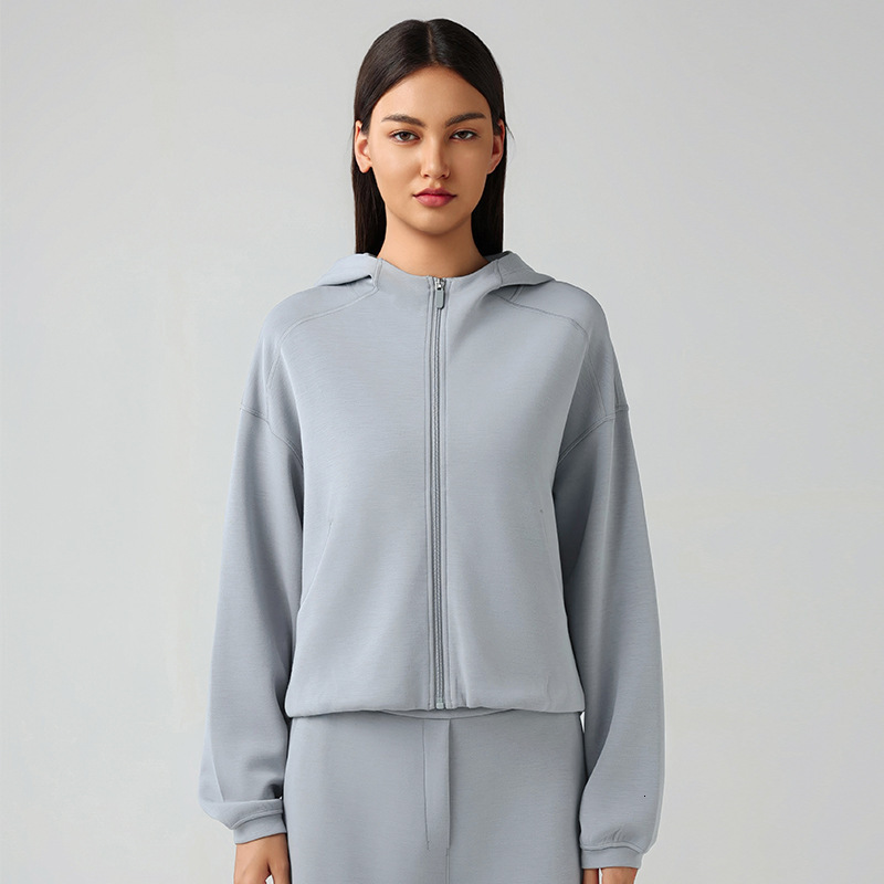 2025--Yoga Outfits Softstreme Hoodie Full Zip Women Autumn Winter Sports Sweater Loose Gym Jacket Fitness Short Plush Coat Sweatshirt