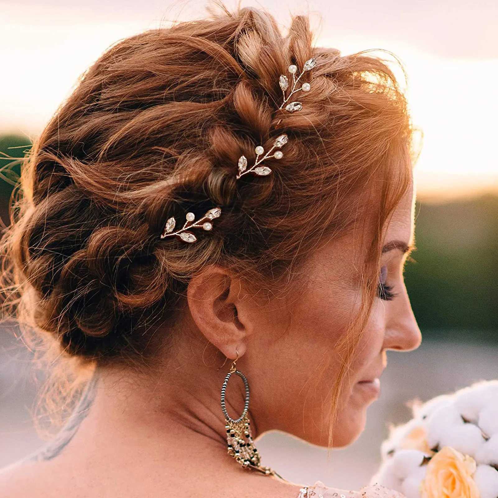 Bridal White Flower Hair Pins for Women Rhinestone Wedding Hair Accessories Bride Headpiece Party Jewelry Bridesmaid GiftX240913