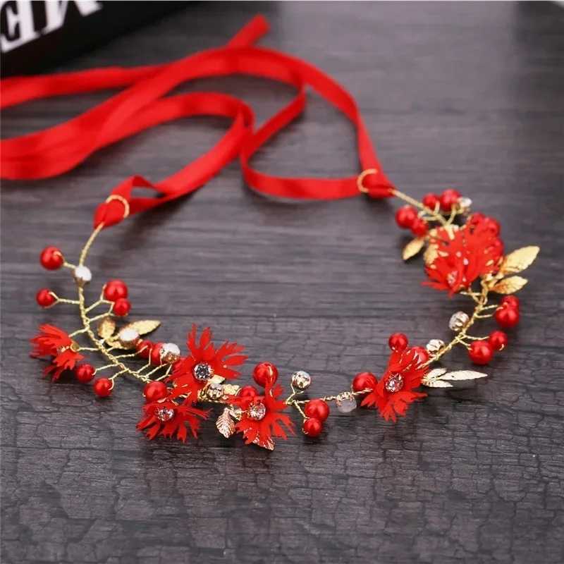 Pearl Flower Chain Hair Band Fairy Headdress Wedding Decoration Chinese Style Brides Hair AccessoriesX240913