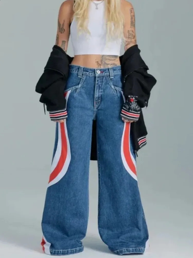 HOUZHOU Y2k Baggy Jeans Woman Oversize Wide Leg Denim Pants Harajuku Streetwear Korean Style Trousers Hip Hop American Vintage 240905