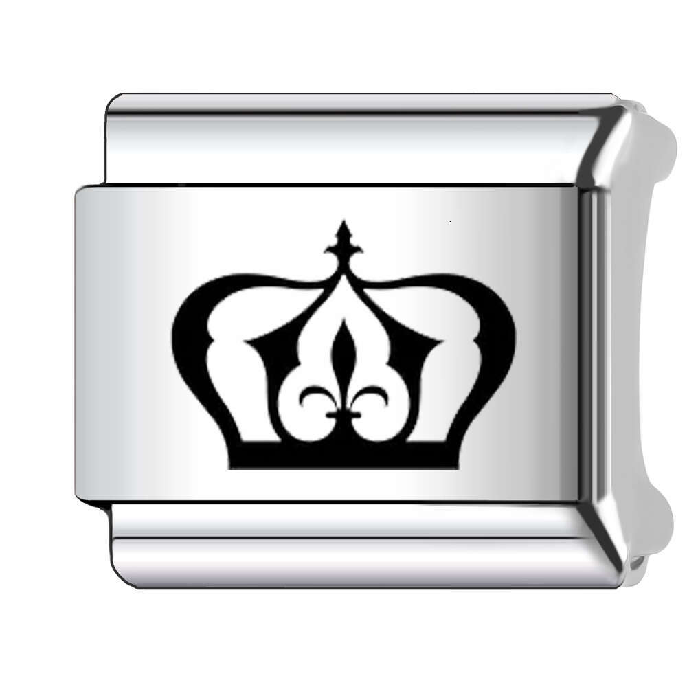 2024 New Women's Gift Cute Crown bead Italian Charms Links Beads Fit 9Mm Stainless Steel Bracelet Making Jewelry
