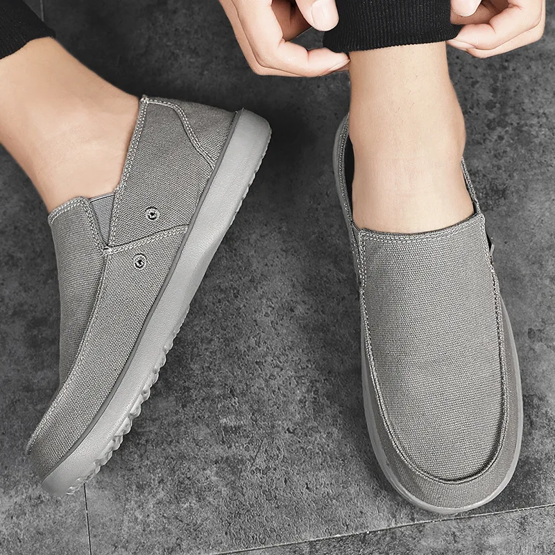 New Men's Canvas Boat Shoes Breathable Fashion Casual Soft Driving Shoes Light Slip-On Loafers