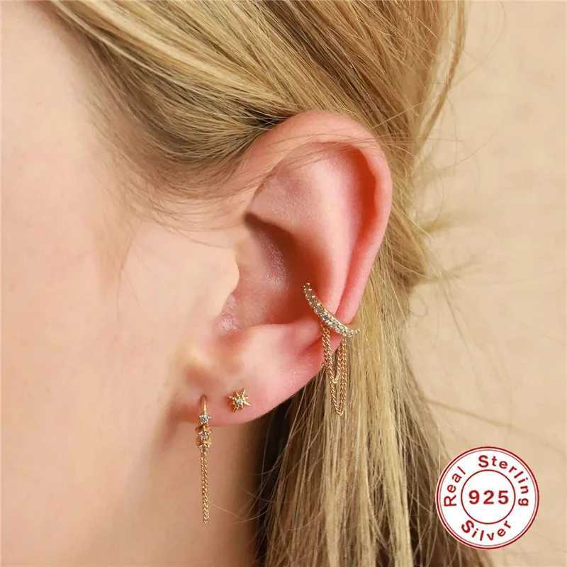 BOAKO Real 925 Sterling Silver 2021 Trend Earring For Women 1Pc Double Tassel Ear Clip Piercing Boucle Oreille FemmelX240913