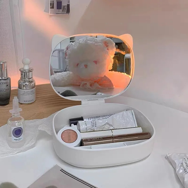 Makeup Organizer with Mirror Large Capacity Jewelry Rack Cosmetic Organizer Skincare Lipstick Cosmetic Storage Box Vanity Mirror 240905