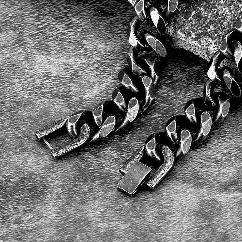 Male Retro Stainless Steel Cuban Chain Bracelet Men Hip Hop on the Fashion hand Jewelry Miami Chain Bracelets For Boy Gift HotX240913