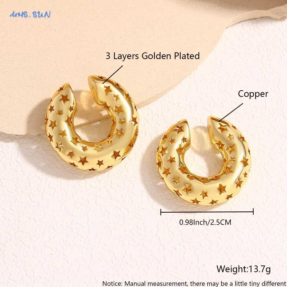 MHS.SUN Chunky Smooth Ear Clip For Women Punk Non Piercing C Shape Earclip Statement Thick Cartilage Cuff Earrings Jewelry GiftsX240913