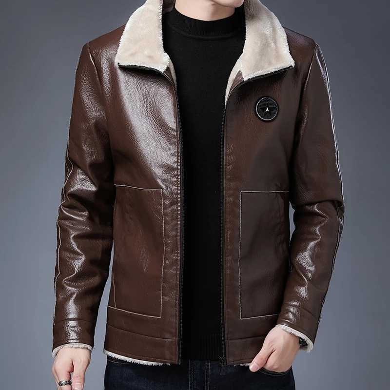 2023 Men Winter New Leather Jackets Autumn and Winter Fur Coat with Fleece Warm Fur Pu Jacket Biker Warm Leather CSL559 4XLX240913