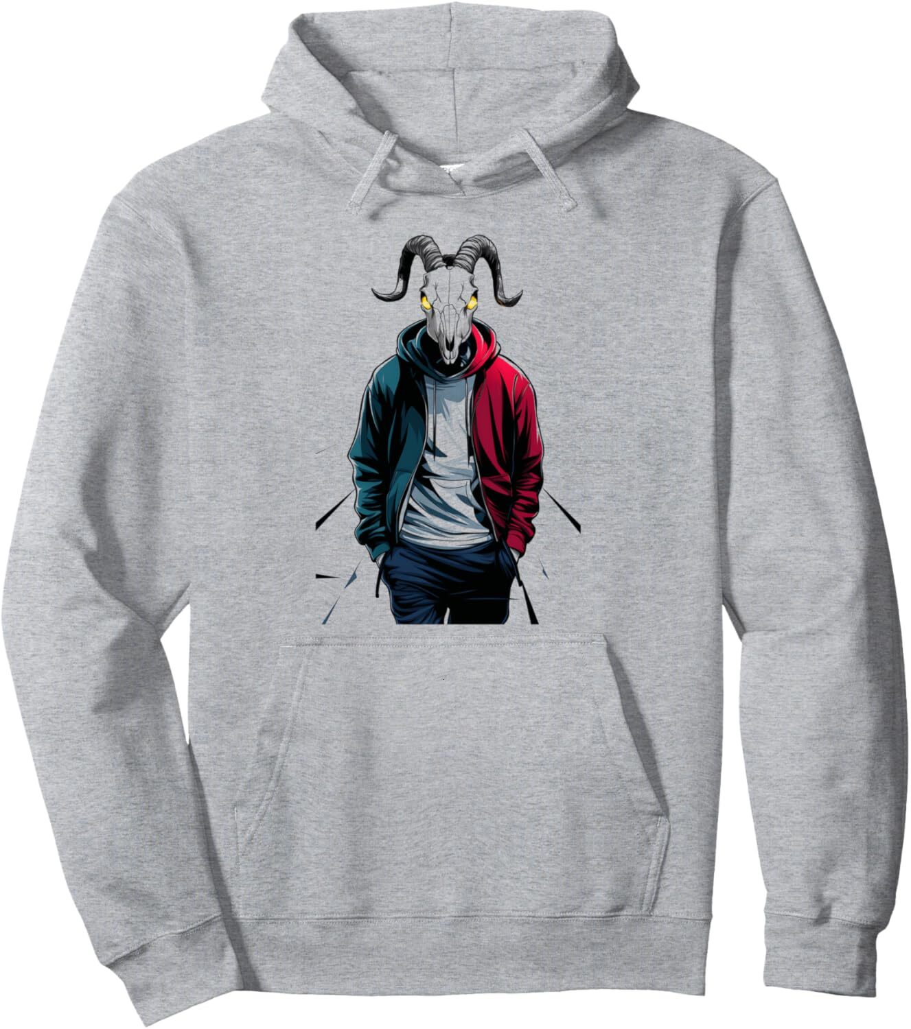 Hoodie for Mens Womens Goat Skull Streetwear Cool Graphic Design for Men Pullover Hoodie Graphic Hoodies sweatshirt Pullover Long Sleeve