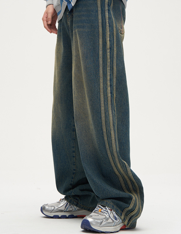 2025 S Fashion Designer Men S Loose Fitting Jeans With Yellow Ing A Fashionable And Comfortable Bottoms