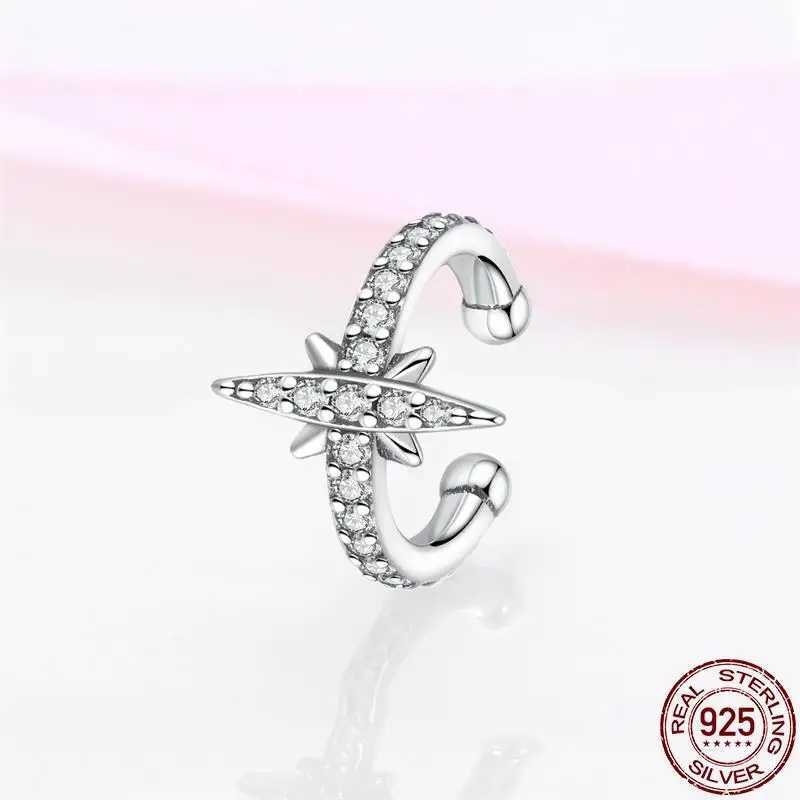 New in 925 Sterling Silver Single Simple Heptagram Ear Clip Earrings For Women Fashion Jewelry Birthday Gift 2023 TrendingX240913