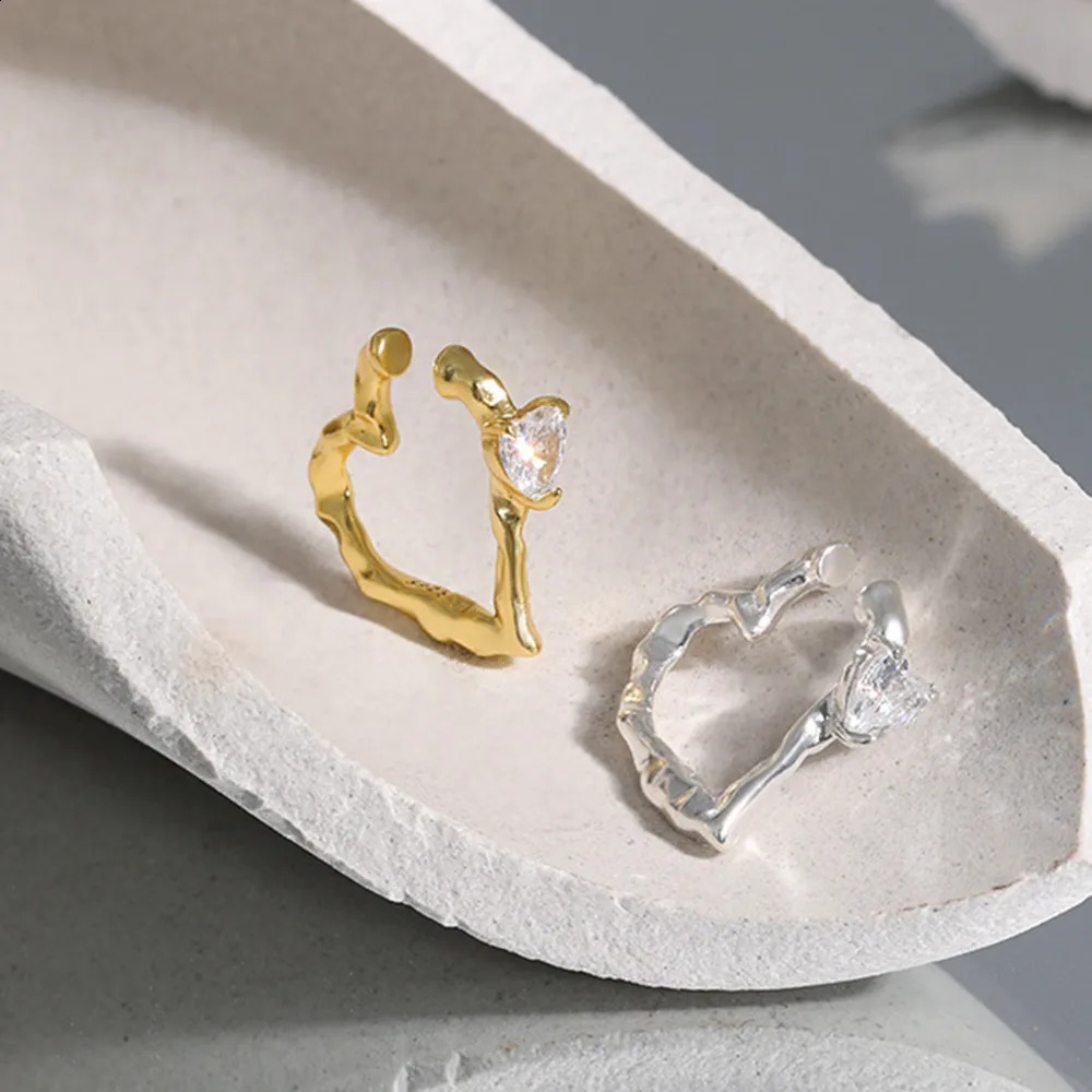 ANDYWEN 925 sterling silver zircon earrings with perforated cuffs and ear muffs womens perforated pendants jewelry gifts 240913
