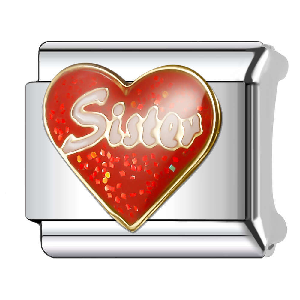 New Women's Gift Romantic red heart Bead Italian Charms Links Bangle Beads Fit 9mm Stainless Steel Bracelet Making DIY For Women Fashion Jewelry