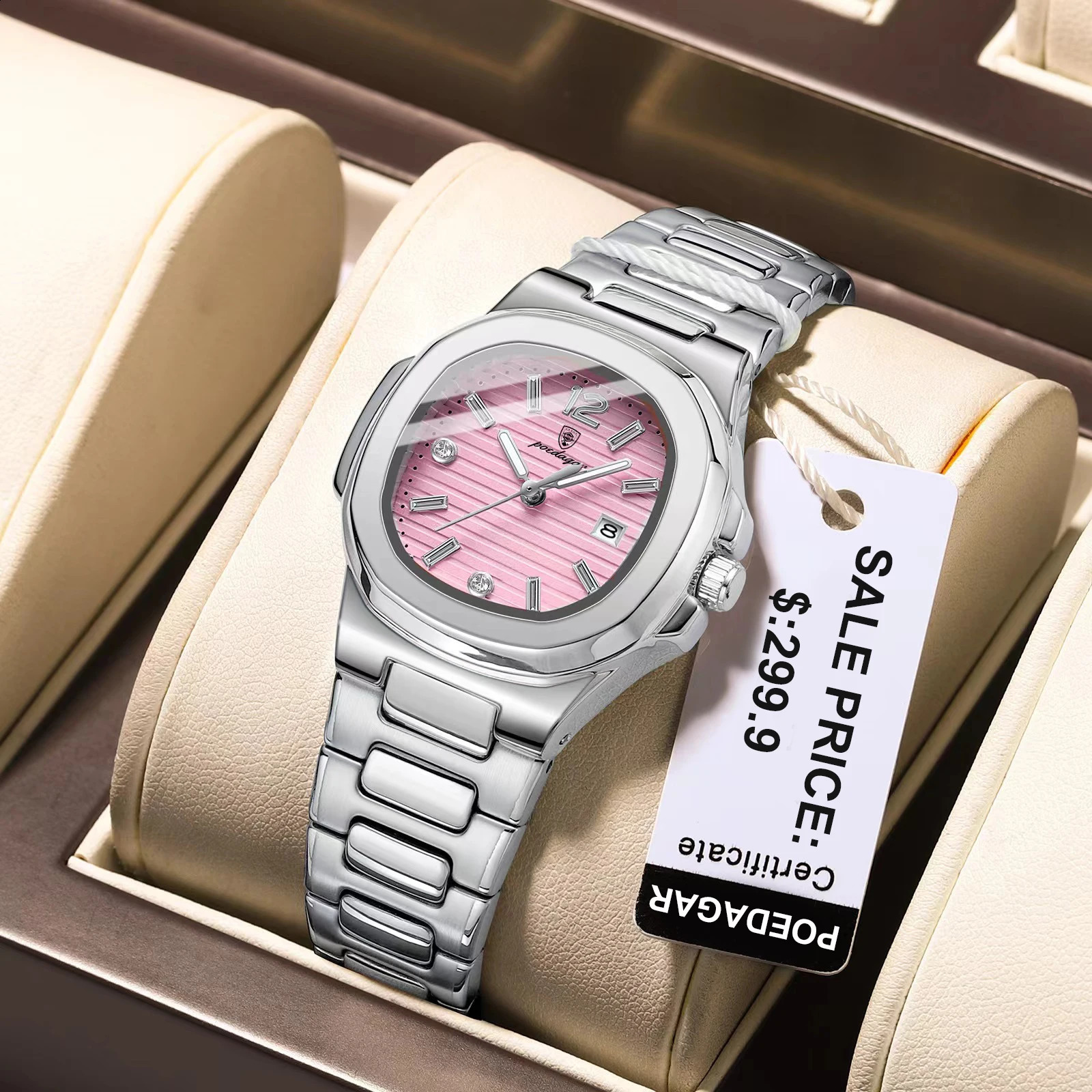 Poedagar y Womens Watch Square Quartz Luminous Waterproof Date Dress Clock relojbox 240911