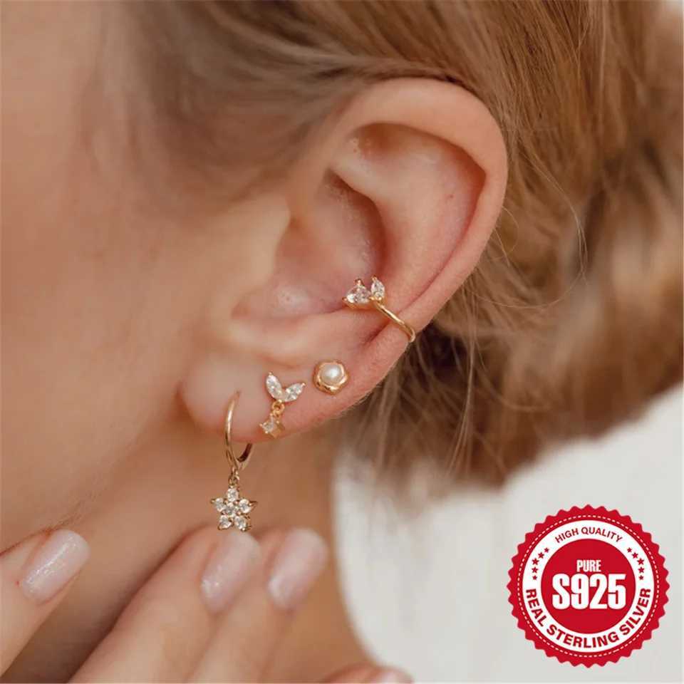 CANNER Simple Water Droplet Design Ear Cuff Clip Earrings Girl Gold Plated Zircon No Pierced Hole Women Cartilage Jewelry PartyX240913