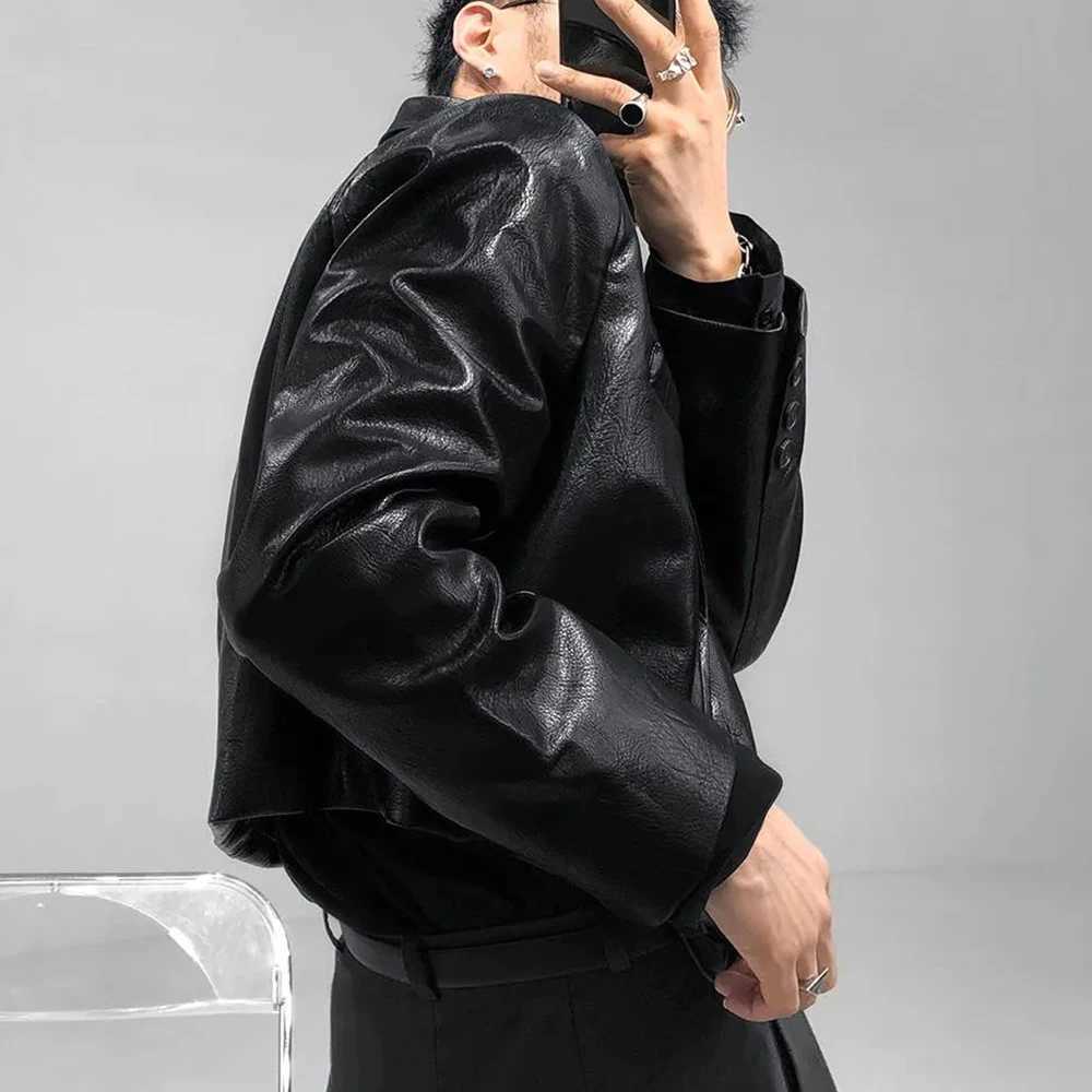 Mens Autumn And Winter Elegant British Casual Street Leather Clothing Unisex Short Leather Jacket MenS Long-Sleeved SuitX240913