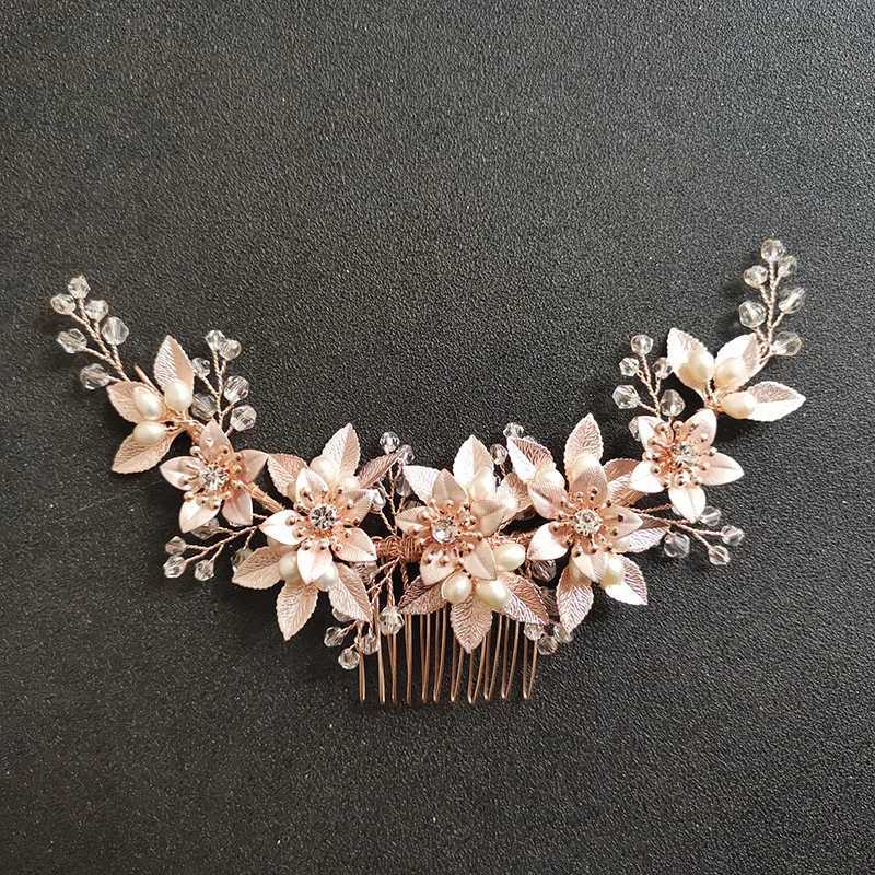 SLBRIDAL Handmade Crystal Rhinestone Freshwater Pearls Flower Bridal Hair Comb Wedding Hair Accessory Bridesmaids Women JewelryX240913