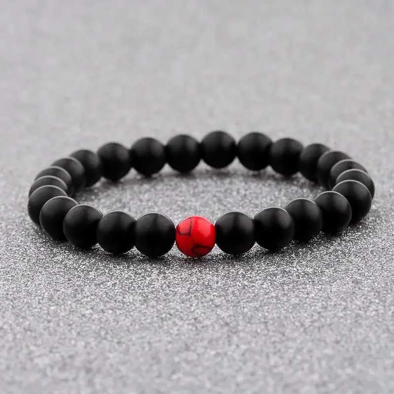2PCS Couple Long Distance Bracelet Natural Stone Red Black Yin Yang Bead Bracelet W240913
