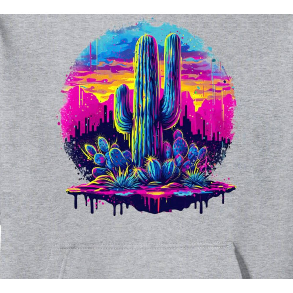 Hoodie for Mens Womens Cactus Arizona Desert Sunset Cityscape Spikes Prickly Pullover Hoodie Graphic Hoodies sweatshirt Pullover Long Sleeve