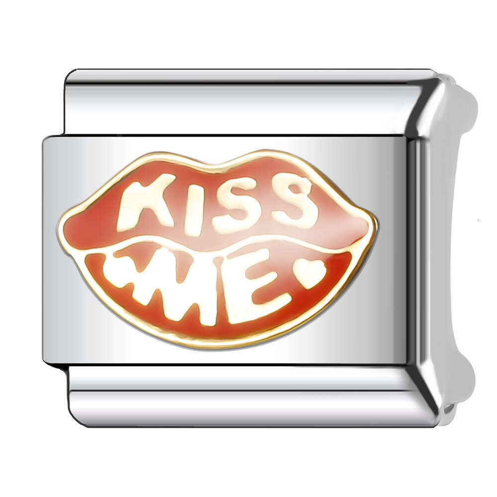 New Women's Gift Romantic red heart Bead Italian Charms Links Bangle Beads Fit 9mm Stainless Steel Bracelet Making DIY For Women Fashion Jewelry