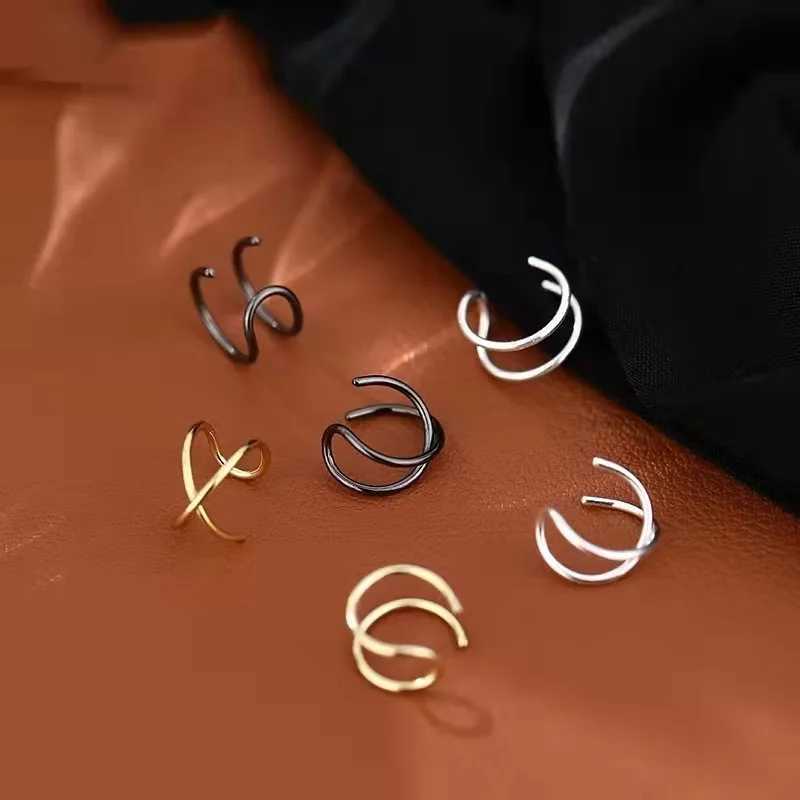Tibetan Silver Clip Earrings for Women High Quality Creative Simple C Non-Piercing Ear Clip Cuff Ear Buckle Trend Jewelry GiftX240913