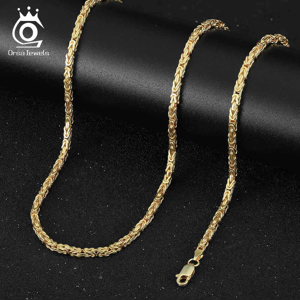 Pendant Necklaces ORSA JEWELS Classic 925 sterling silver Italian 2.5mm flat Byzantine chain necklace suitable for men women daily jewelry gifts SC79 