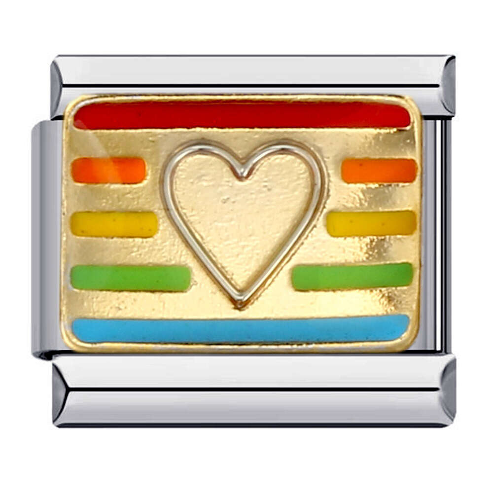 Rainbow Love Bead Elastic DIY Bracelet Accessories Italian Charm Links Fit 9Mm Bracelet Jewelry DIY Making Gifts