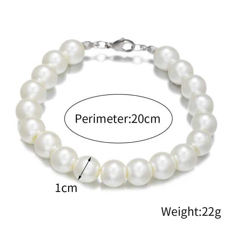 6/8/10mm stainless steel white glass pearl bracelet mens fashion jewelry bracelet wedding party gift W240913