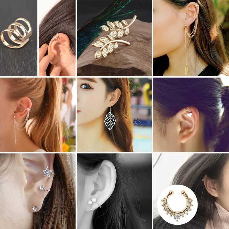 New Hiphop Style Fashion Punk Rock Ear Clip Cuff Wrap Earrings No piercing-Clip On Earring Statement Jewelry Ear ClipX240913