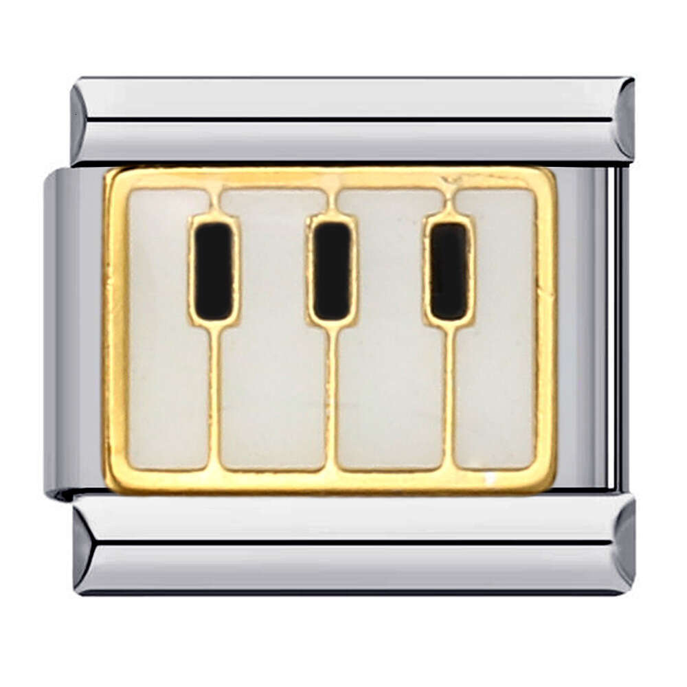 Music Hobby Series Stainless Bead Titanium Steel Welded Pattern DIY Bracelet Italian Charm Links Fit 9Mm Bracelet Jewelry DIY Making Gifts