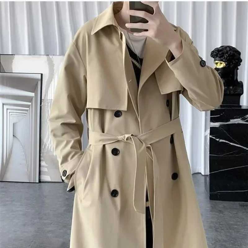 TFETTERS Brand Trench Mens Jacket Korean Fashion Casual X-Long Jackets for Men Autumn and Winter Solid Turn-Down Collar Coat Men Y240913