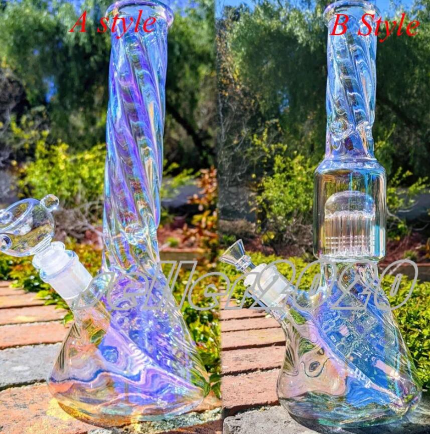 Bong Straight tube with downstem Glass Water pipe Height 12 inch Joint 14.4mm Bowl Water Pipes Dazzle color