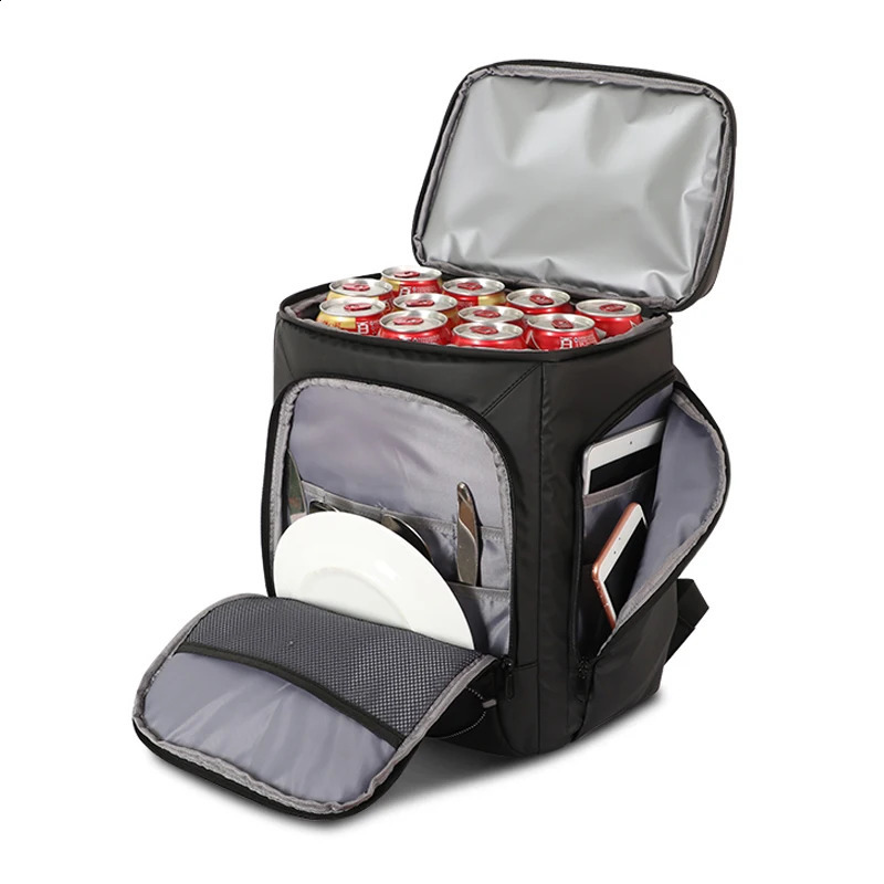 Large refrigerant bag 23L leather film 30 cans insulated backpack travel beach ice beer thermal insulation Denonis 240910