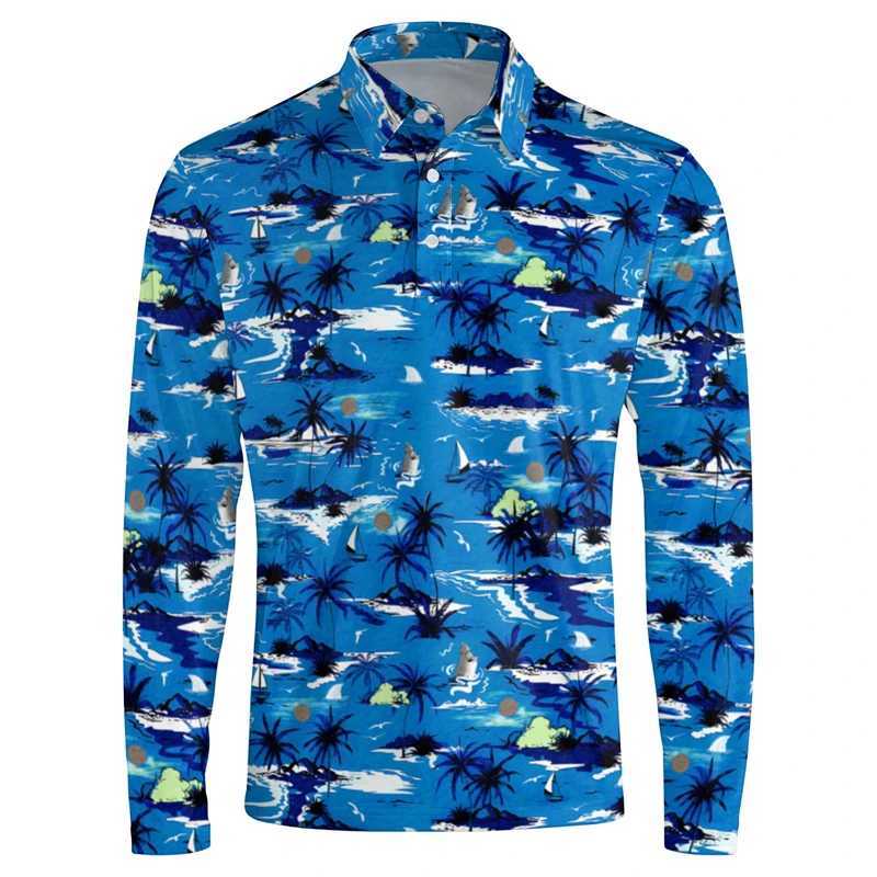 Latest interesting 3D pattern graphic printing rotating long sleeved polo shirt mens clothing high-quality mens casual shirt top T-shirt W240913